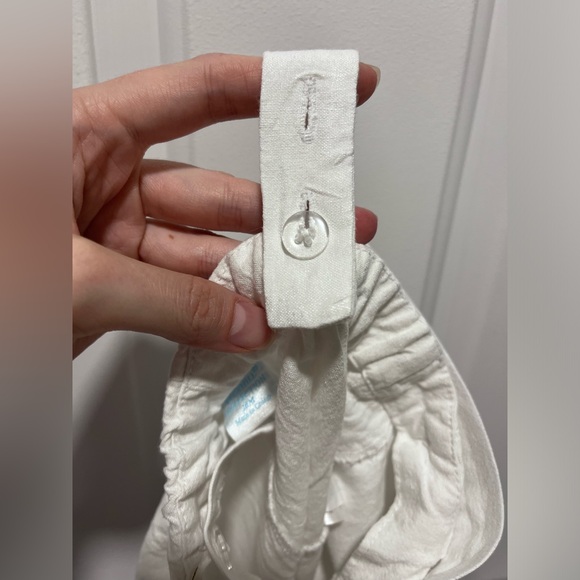 Edgehill Collection White Linen Shortall Overalls Size 18 Month Adjustable Strap - Picture 6 of 16